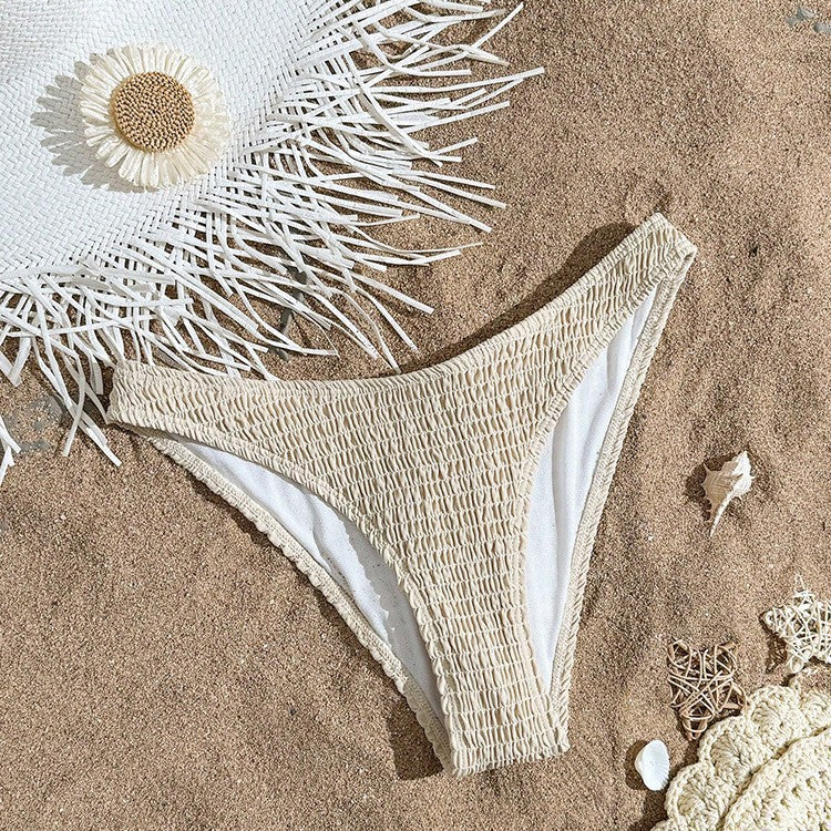 Dame bikiniunderdel med elastisk flæsedesign og høj udskæring Skovae