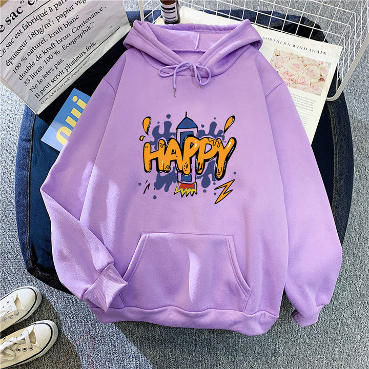 Dame hætte sweatshirt med munter grafisk design Skovae