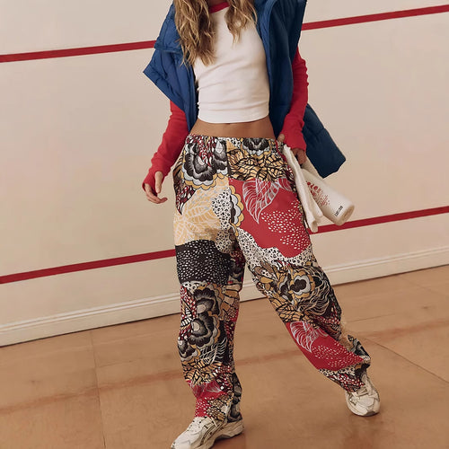 Femme Relaxed Fit Blomster Patchwork Bukser Stilla