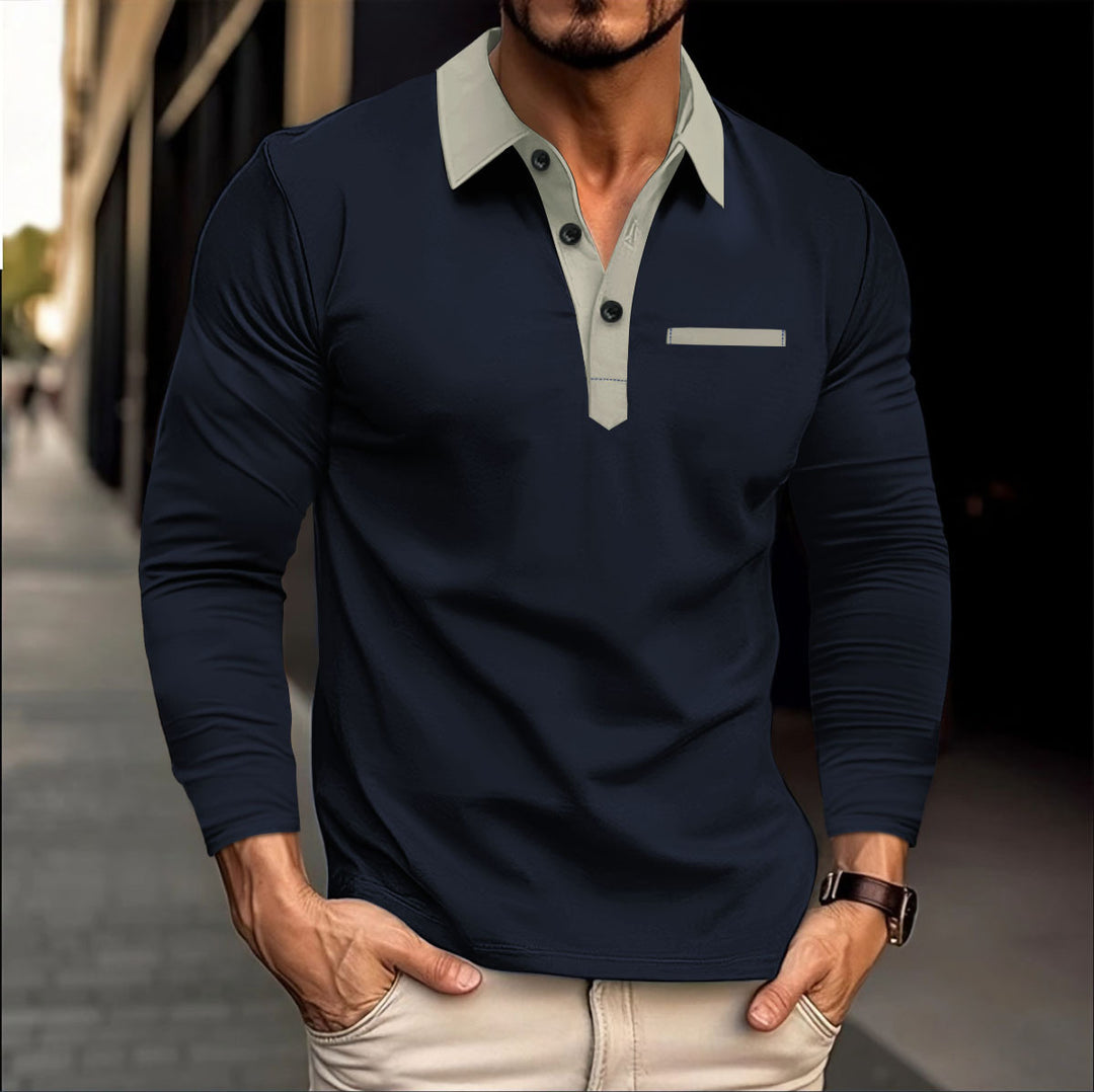 Herrer Langærmet Poloshirt med moderigtig Krave Stilla