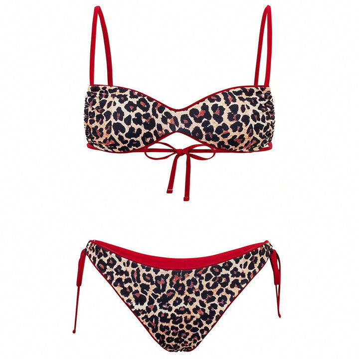 Dame triangel-bikini med dyreprint og justerbare stropper Skovae