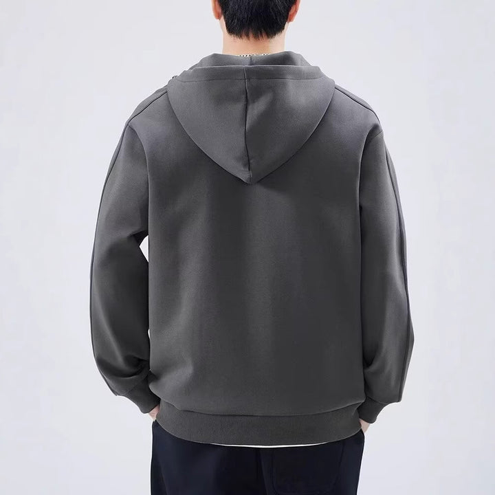 Herrer høj kvalitet hættepullover med moderne ståkrave og praktisk lynlås Stilla