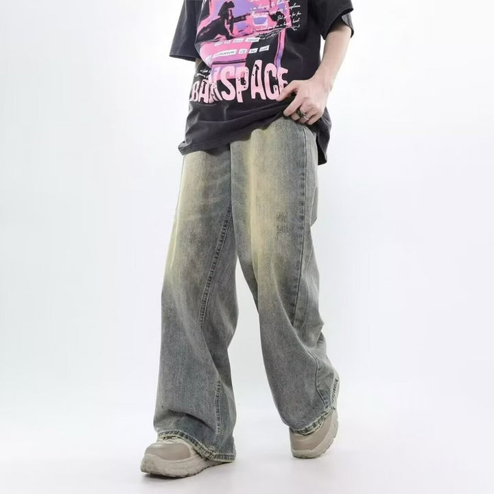 Herrer Behagelige Wide-Leg Jeans med moderne vask og afslappet snit Stilla