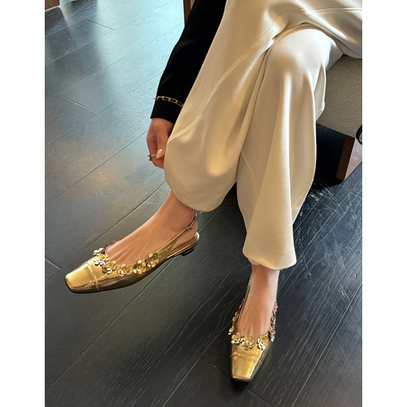 Dame Floral Pyntet Slingback Ballerinaer Stilla