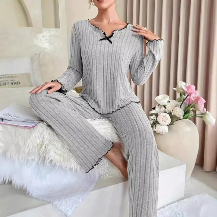 Dame pyjamas i elegant ribdesign Stilla