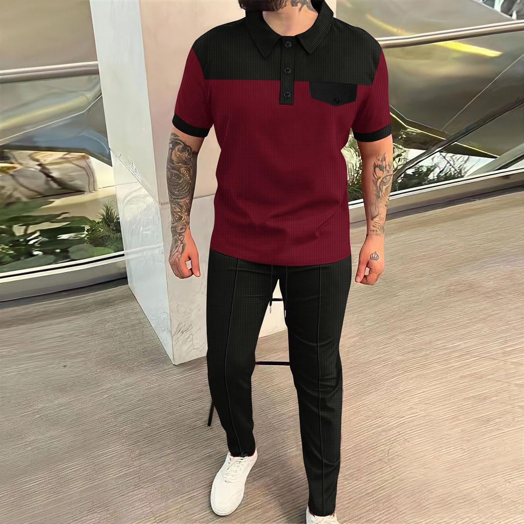 Herrer Elegant Polo t-shirt og smarte bukser Sæt Stilla