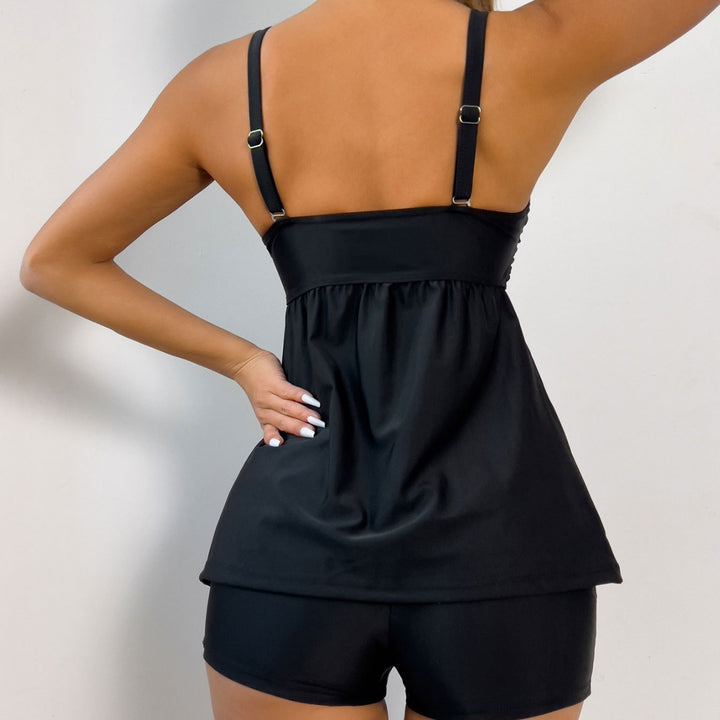 Dame sportsligt Tankini-sæt med blomstret design og behagelige shorts Stilla