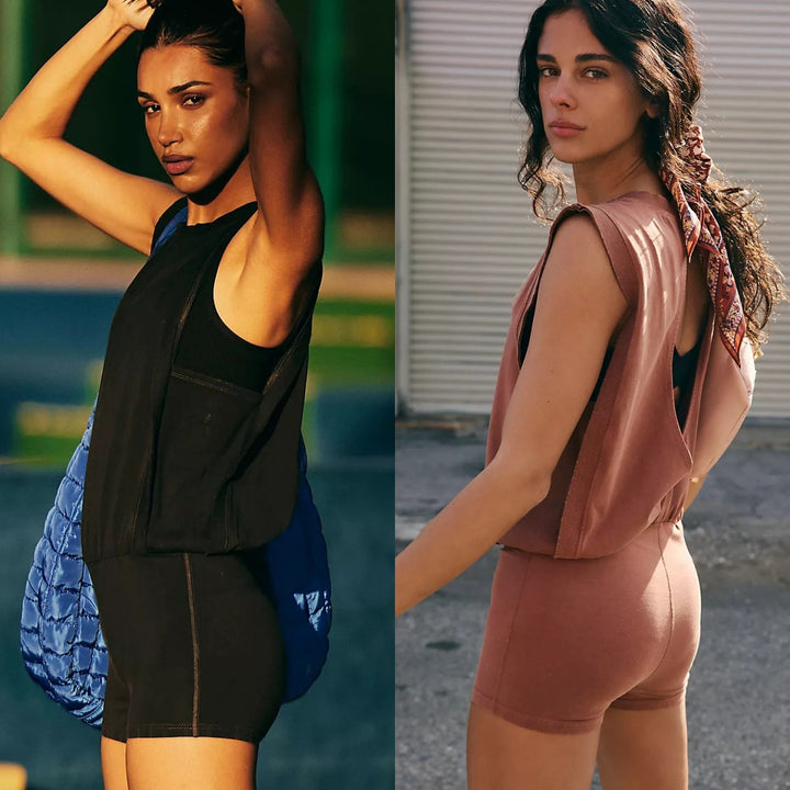 Dame Sporty jumpsuit med høj krave og elastisk talje Skovae