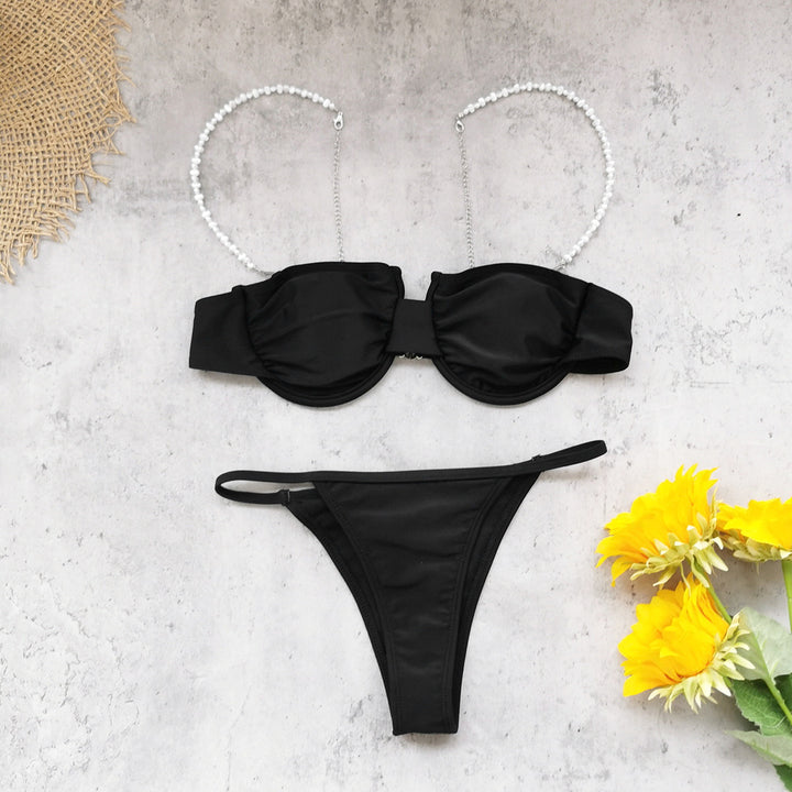 Dame bikini-sæt med elegant spidstop og polstret top Stilla