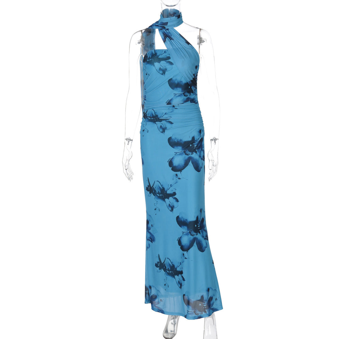 Damer Elegant Maxikjole med Blomsterdesign og Asymmetrisk Udsnit Stilla