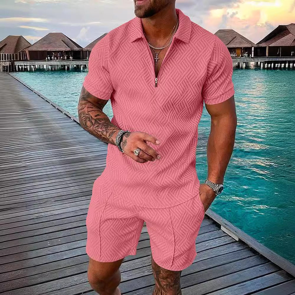 Herrer moderigtig kort overall med struktureret design Stilla