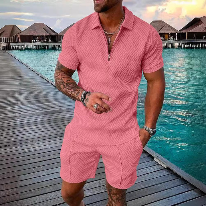Herrer moderigtig kort overall med struktureret design Stilla