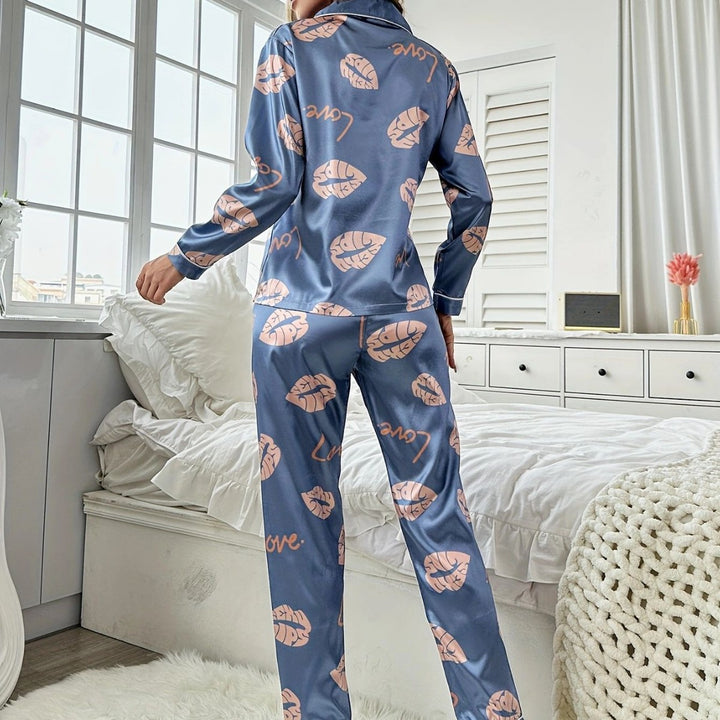 Dame Satin Pyjama Sæt Stilla