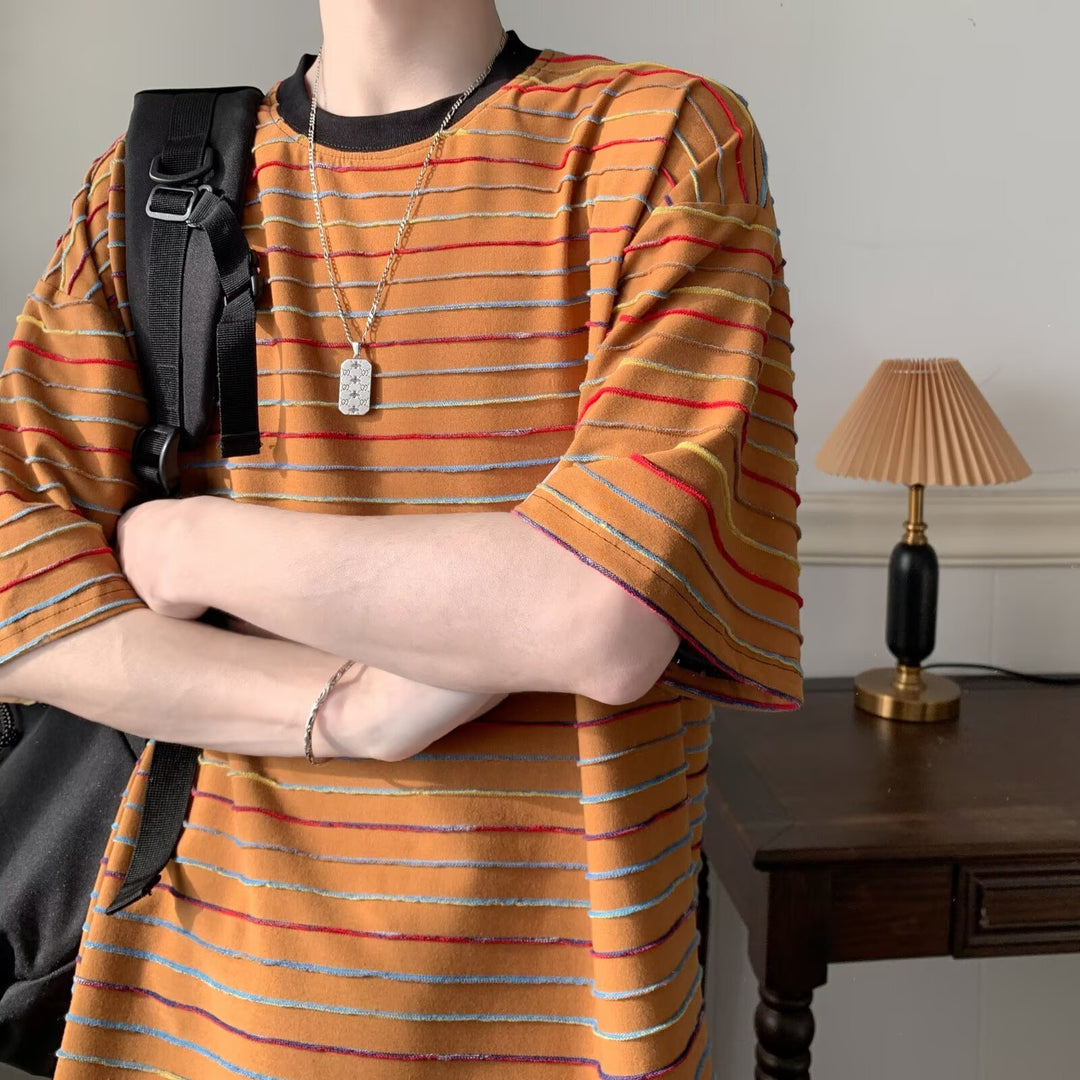 Unisex afslappet stribet T-shirt med oversized pasform Stilla