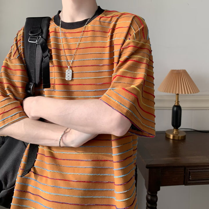 Unisex afslappet stribet T-shirt med oversized pasform Stilla