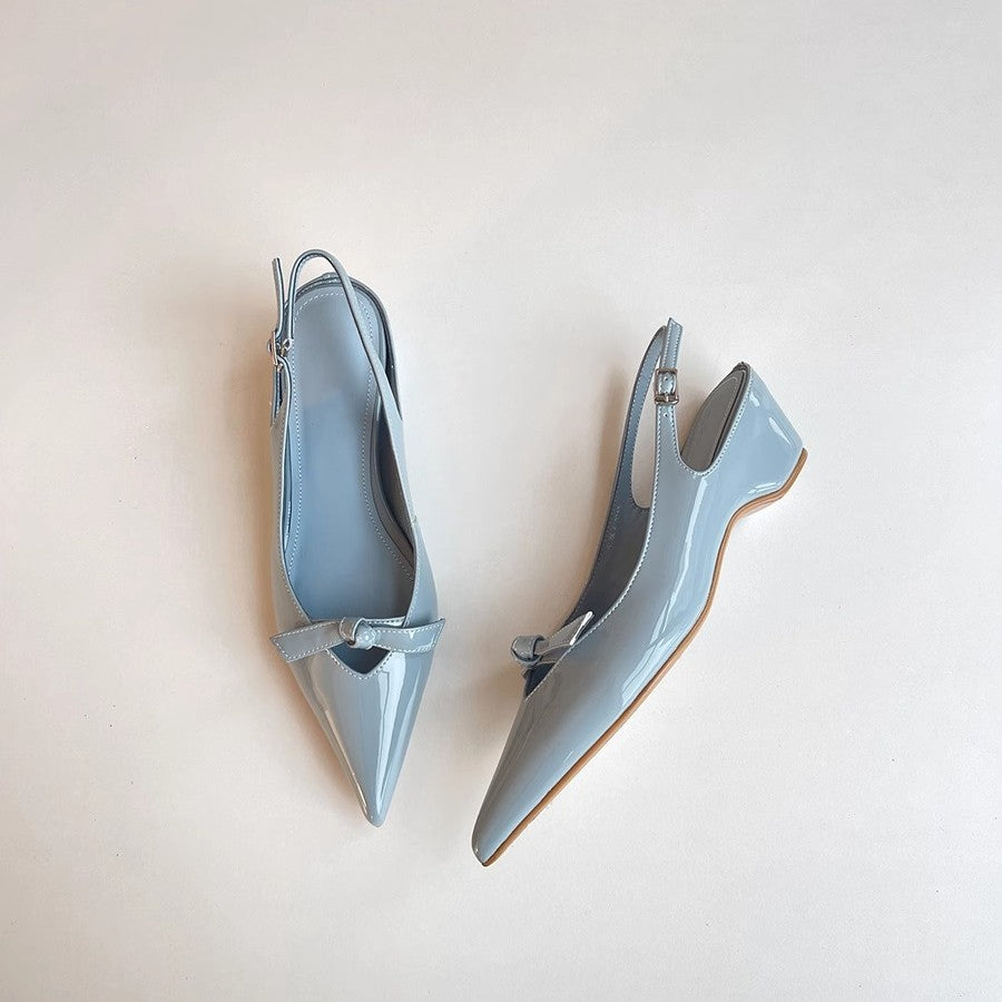 Dame Slingback Ballerinaer med spids tåparti og dekorativ bue Stilla