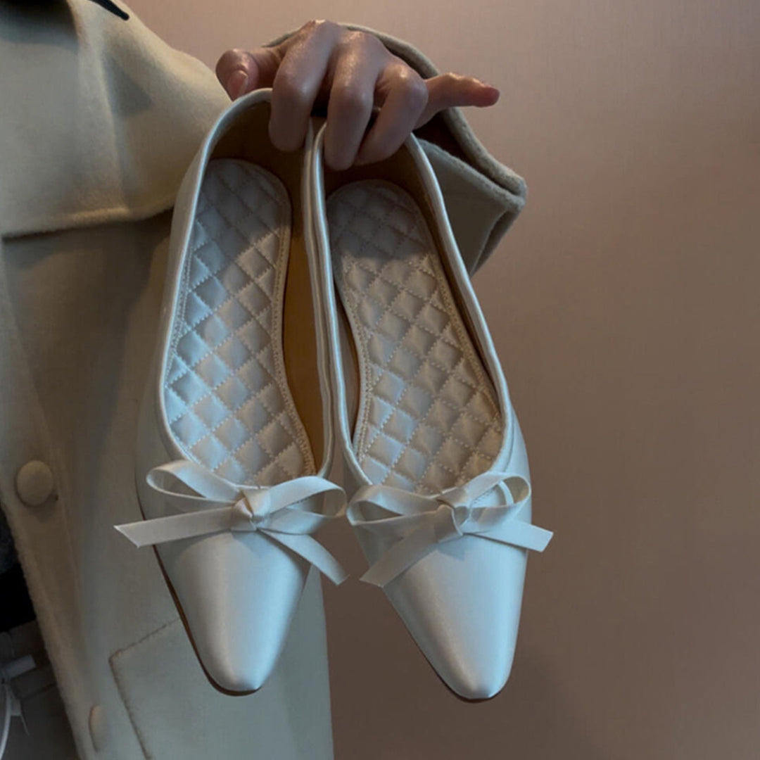 Dame Elegant Spidse Ballerina Flats med Sløjfeaccent Stilla