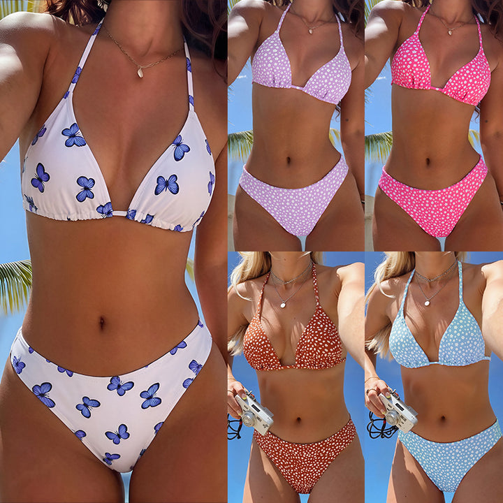 Dame Triangel-Bikini med blomstermønster Skovae
