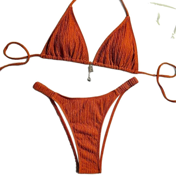 Dame triangel-bikini med bølget tekstur Skovae