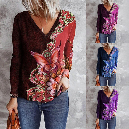 Stilla | Elegant Sommerfugltryk Fashionable Tee