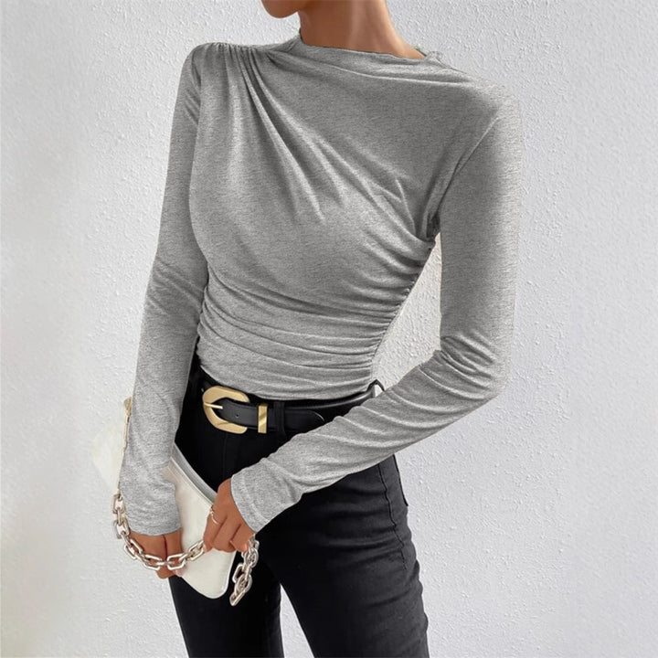 Dame figurformende longsleeve top med rynke Stilla