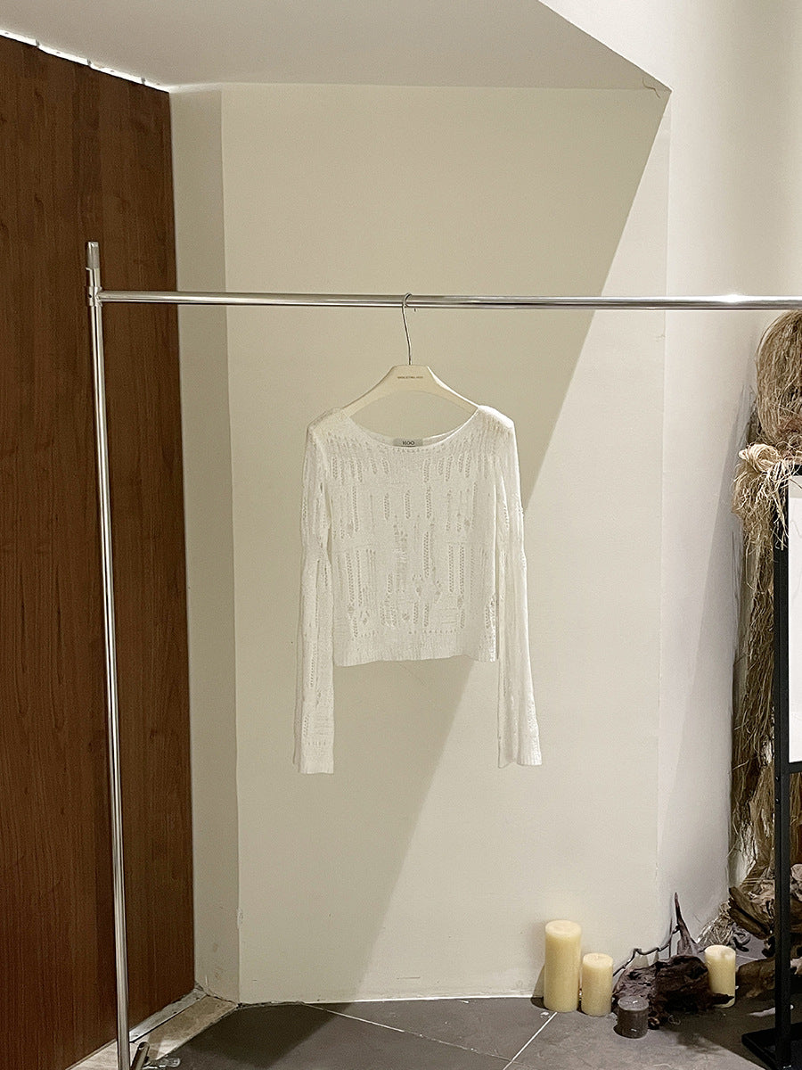 Damer let sweater med fin netstruktur og lange ærmer Stilla