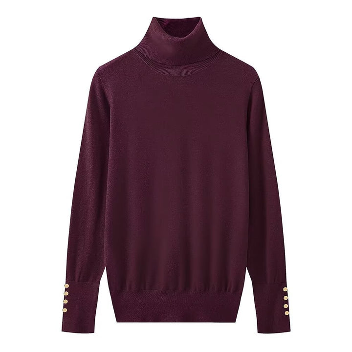 Femme Rullekravepullover med knapdetaljer Stilla