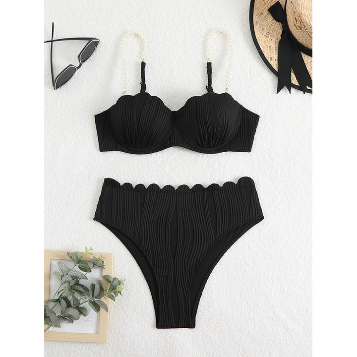 Dame Kvalitets Push-Up Bikini med Skulptur-Ribdesign Skovae