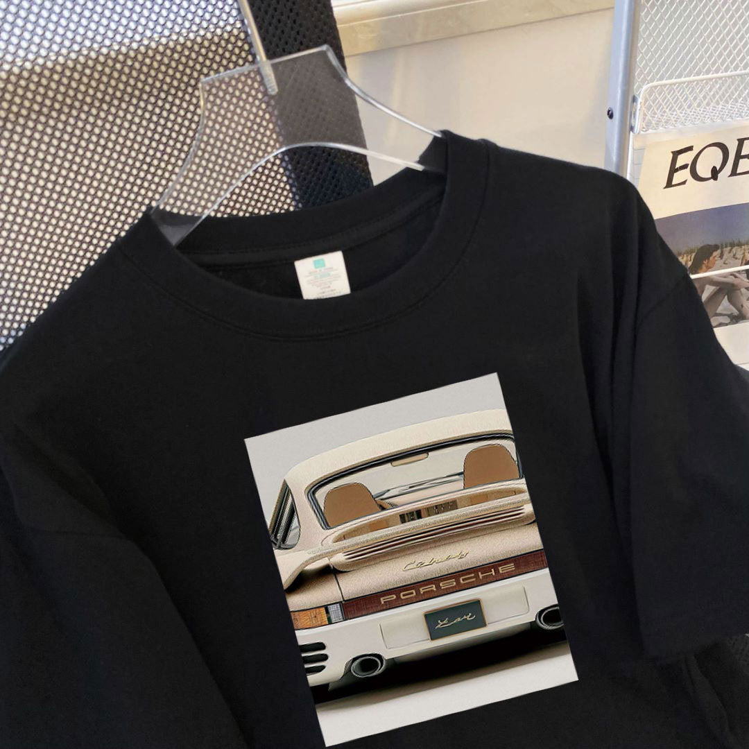 Dame T-shirt med stilfuldt Porsche-ryg-design Stilla