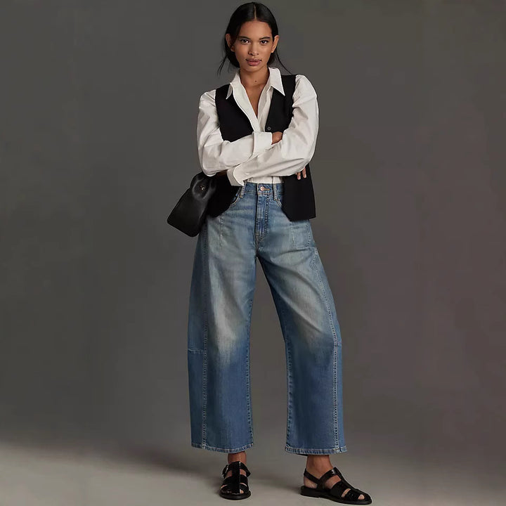 Dame Løst skårne Denim-bukser med høj talje og behagelig pasform Stilla