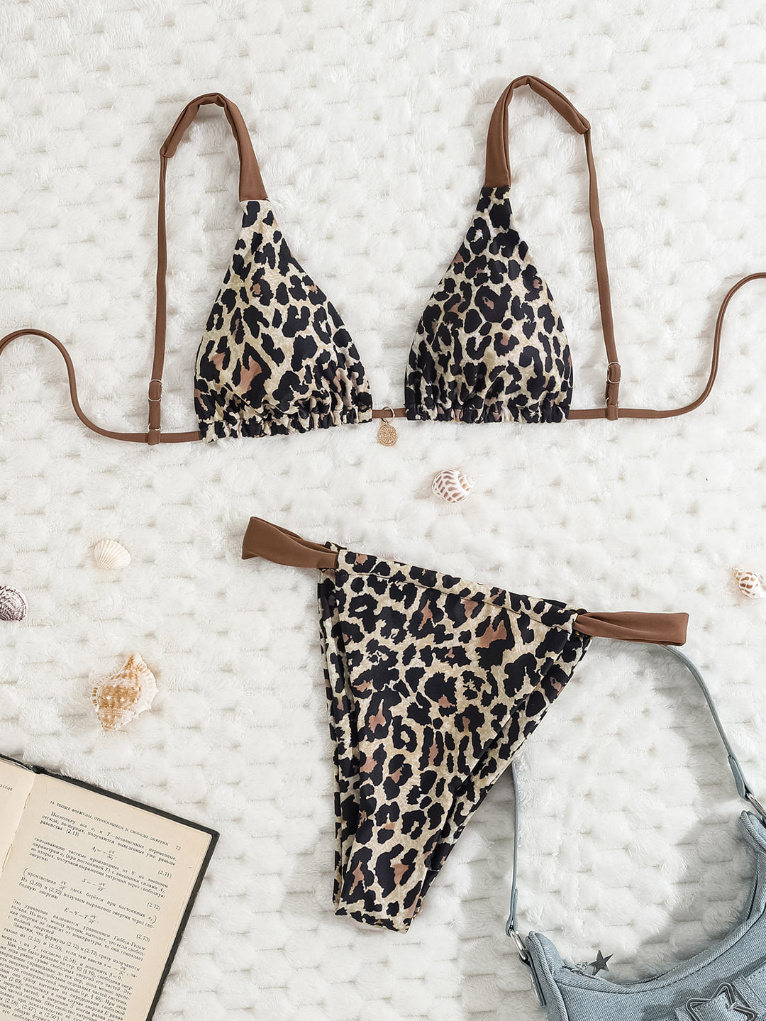 Dame triangel-bikini med legende palmeprint Skovae