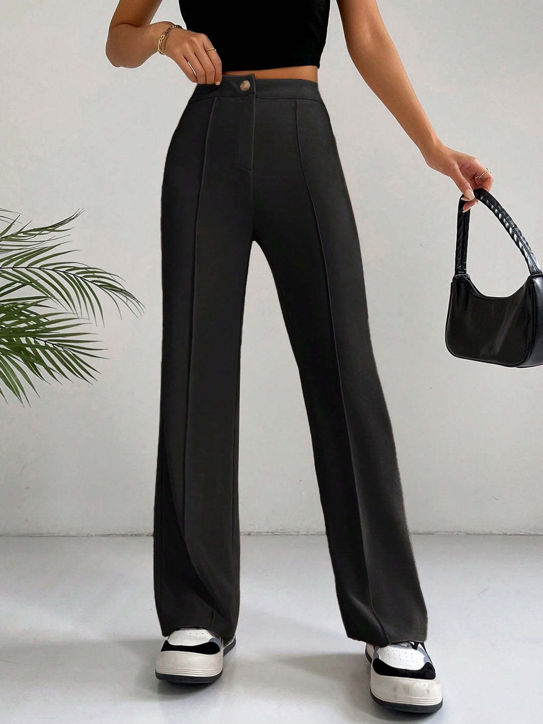 Dame Elegant High-Waist Buks med sidelommer og smalt snit Skovae