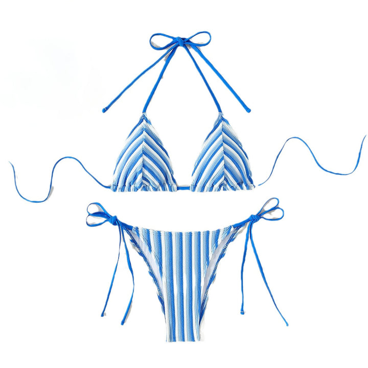 Dame triangel-bikini med justerbare stropper og raffineret stribemønster Stilla