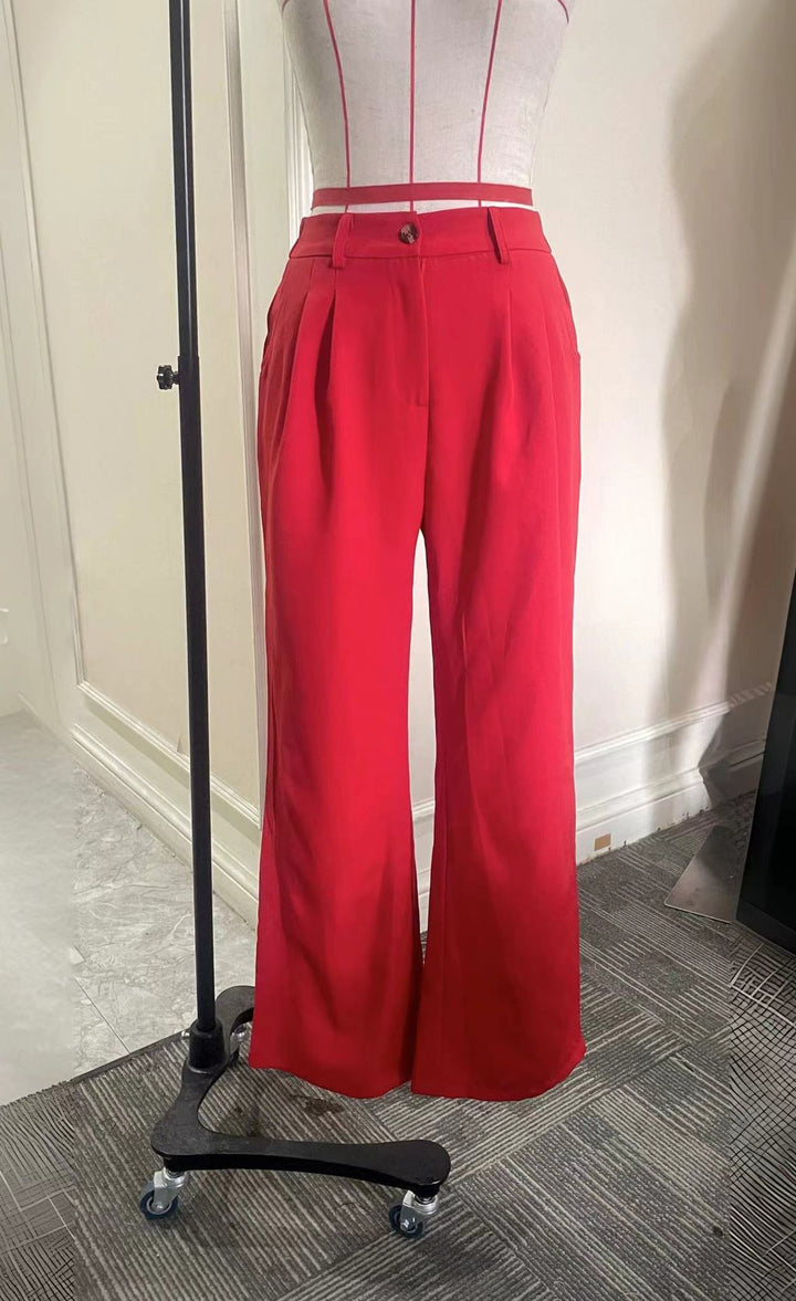 Dame bred High-Waist bukser med elegant frontfold og praktiske lommer Stilla