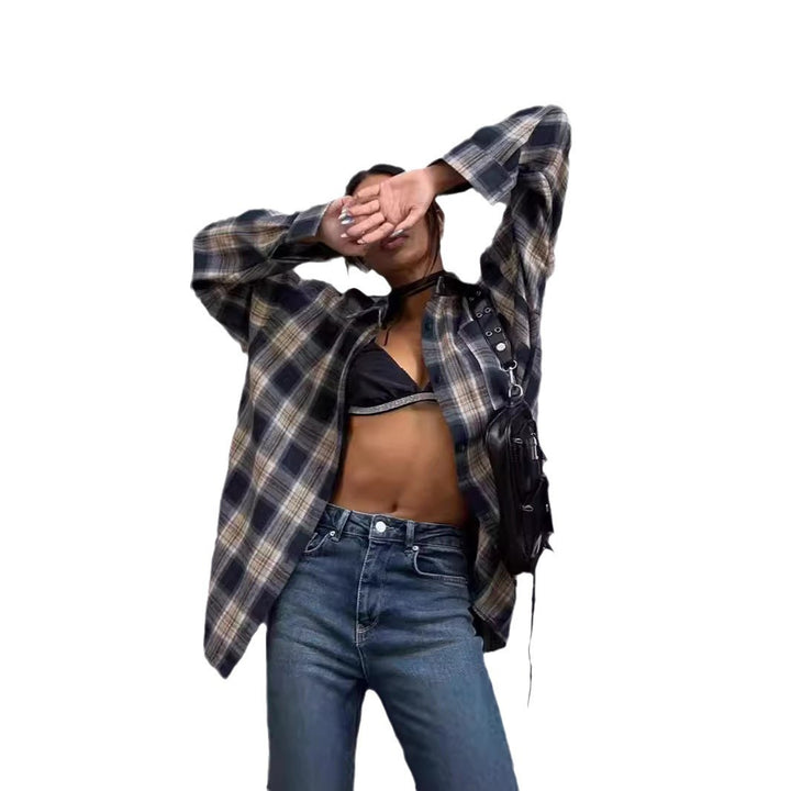 Femme Oversized Ternet Button-Up Skjorte Stilla