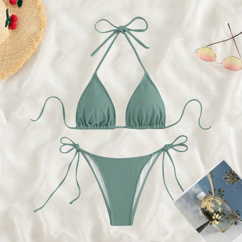 Dame Triangel-Bikini med justerbare bindebånd og høj benudskæring Skovae