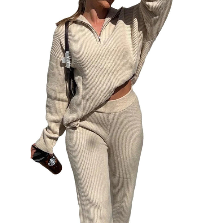 Stilla | Komfortabel Krave Langærmet Strikket Sweater Sæt