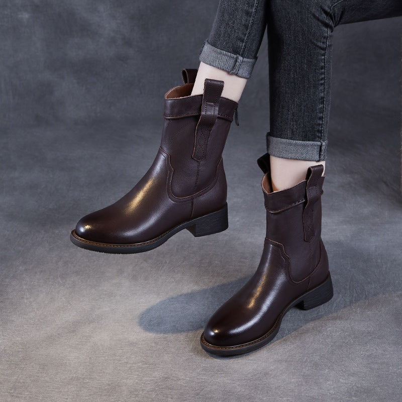 Dame Western Stil Læder Støvletter Stilla