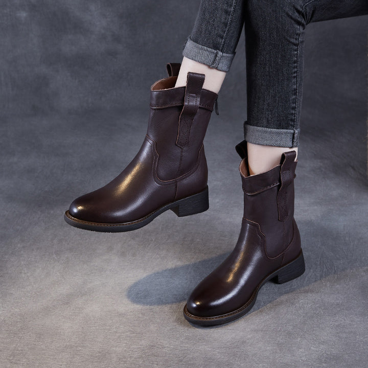 Dame Western Stil Læder Støvletter Stilla