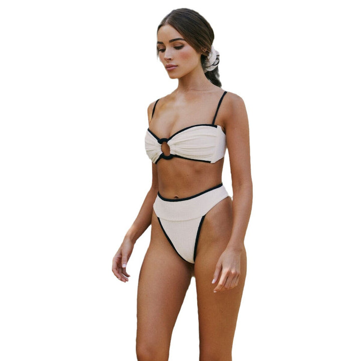 Dame bikini-sæt med elastisk rynkning og dekorative stropper Stilla