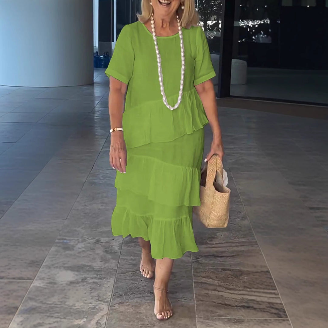 Dame luftig Maxikjole med smart ruffle design og feminin snit Stilla