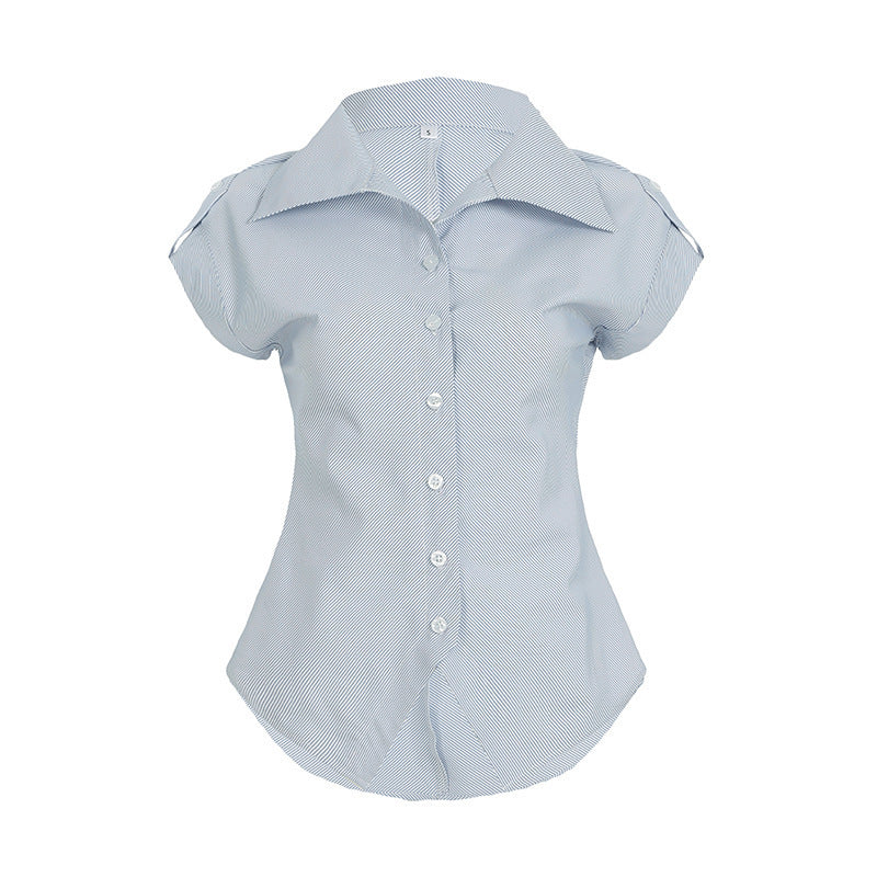 Dame elegant bluse med moderne striber Skovae