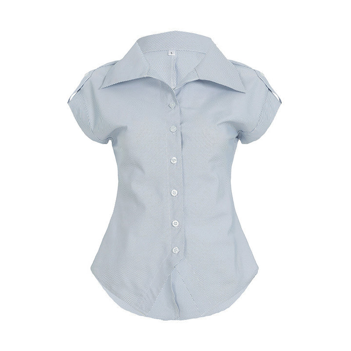 Dame elegant bluse med moderne striber Skovae