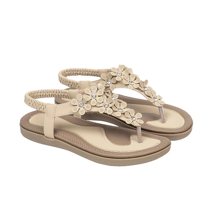 Dame sandaler med blomstret design og glitrende detaljer Stilla