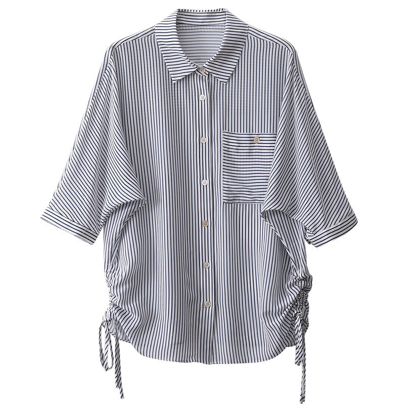 Dame luftig Oversized-bluse med stribemønster og knapdetalje Stilla