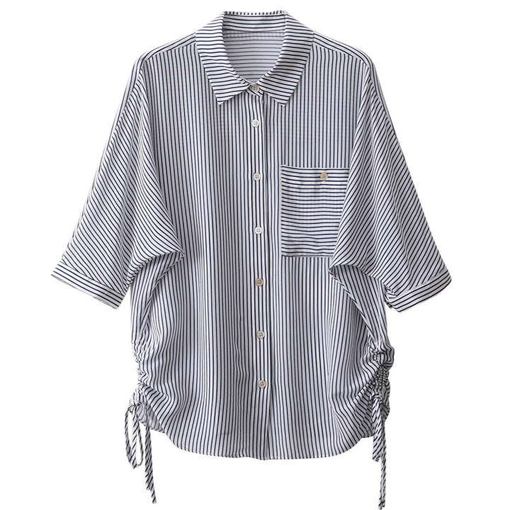 Dame luftig Oversized-bluse med stribemønster og knapdetalje Stilla