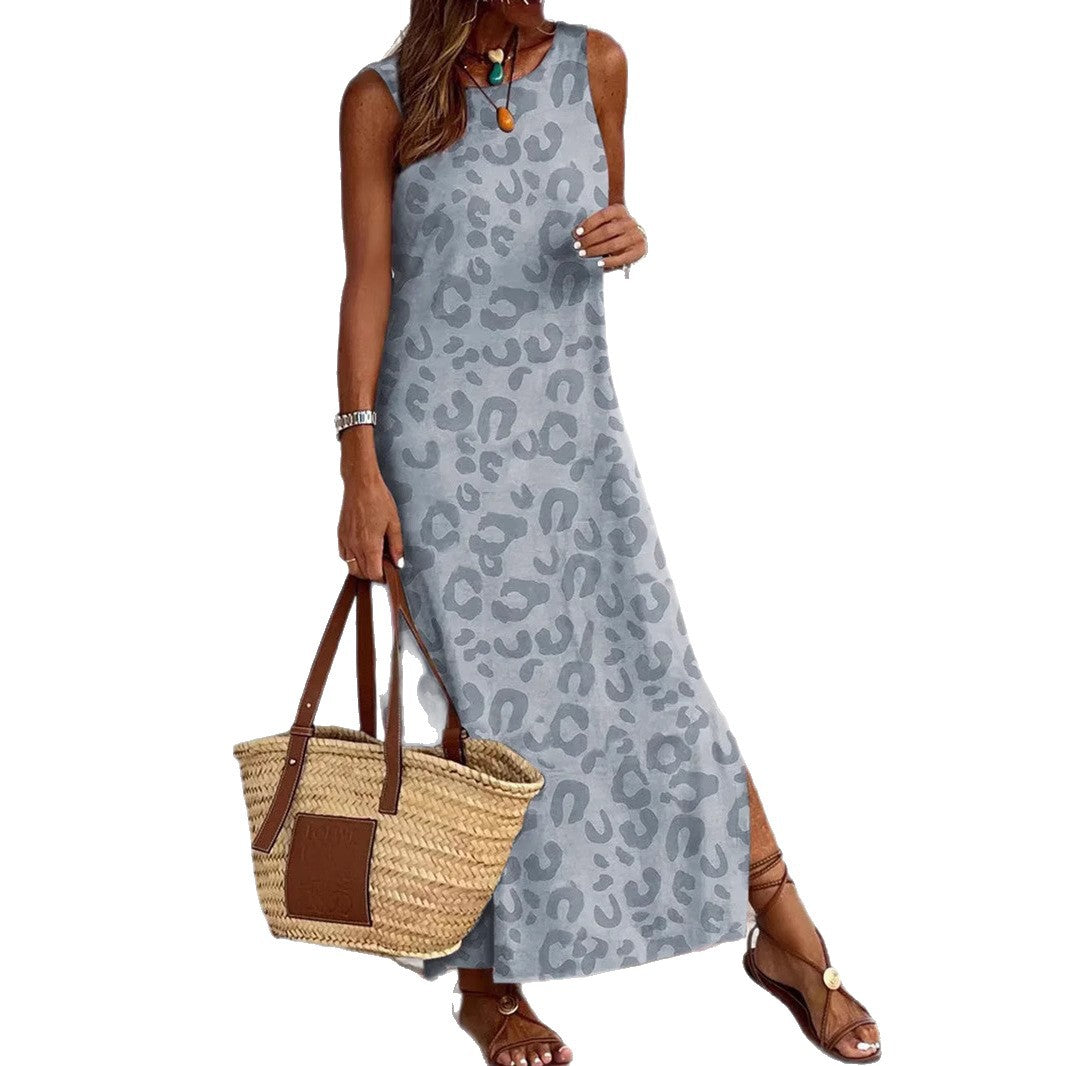 Dame Smart Leopardprint Maxi Kjole Stilla