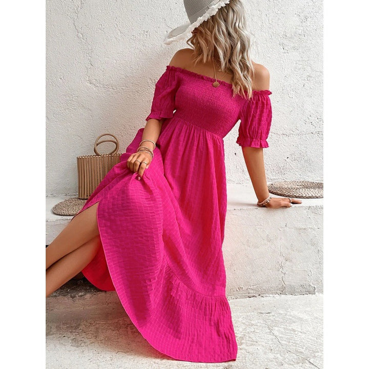 Dame Off-Shoulder Maxi-Kjole med rynket Overkrop Stilla