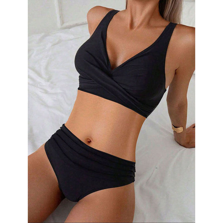 Dame Højskåret bikini-sæt med moderigtigt indpakningsoverdel og elegant pasform Skovae