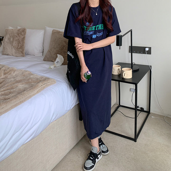 Dame Casual Midi T-Shirt Kjole med legende grafiktryk Stilla
